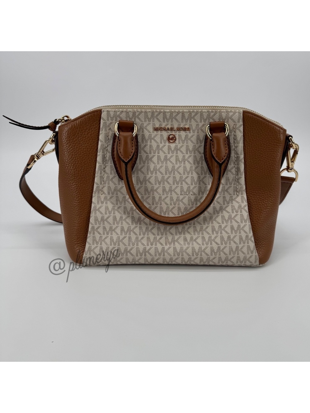 Michael Kors Sienna Medium Messenger Vanilla Acorn Women's Signature Handbag